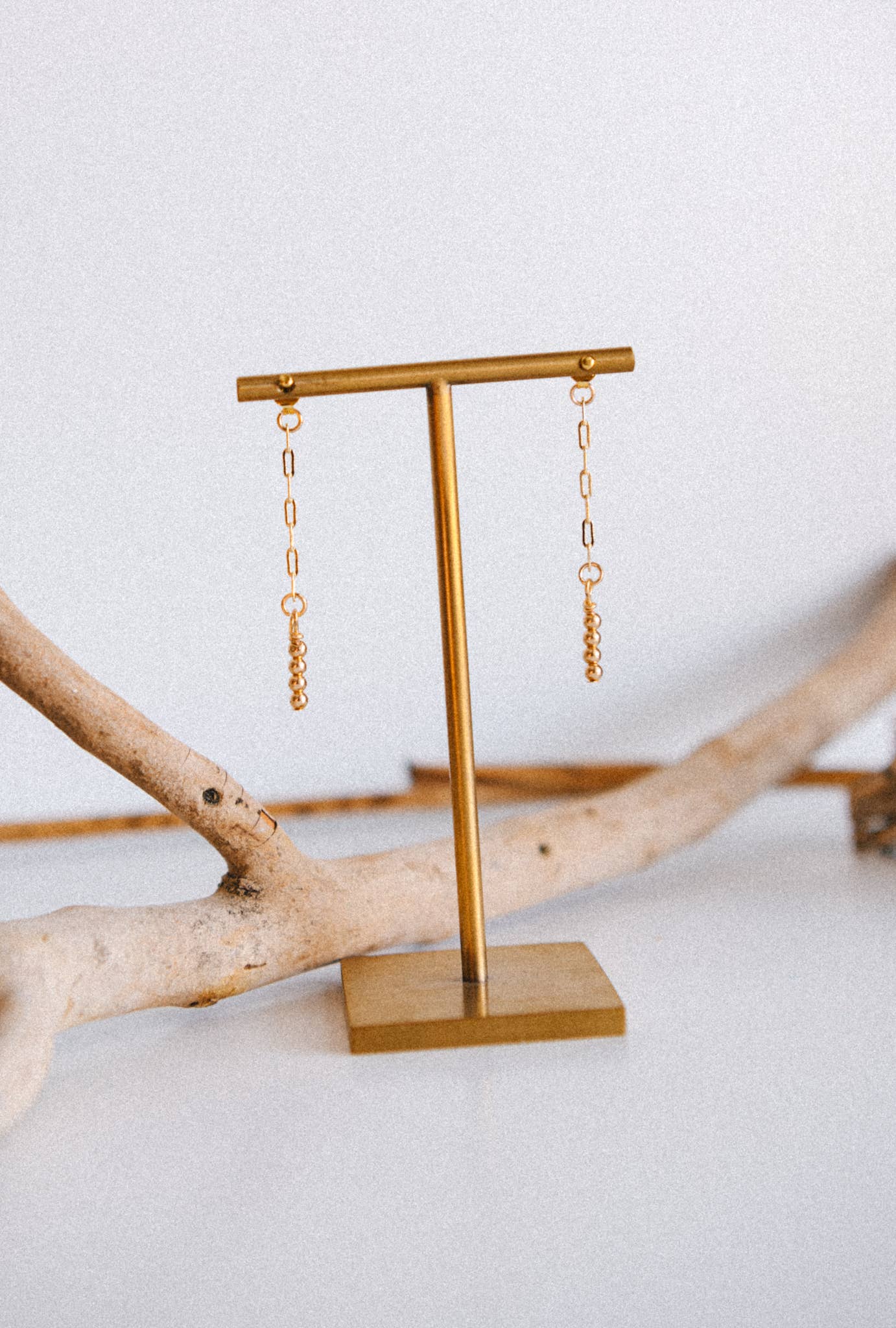 Sunlit Glow Gold Ball Front and Back Drop Earrings