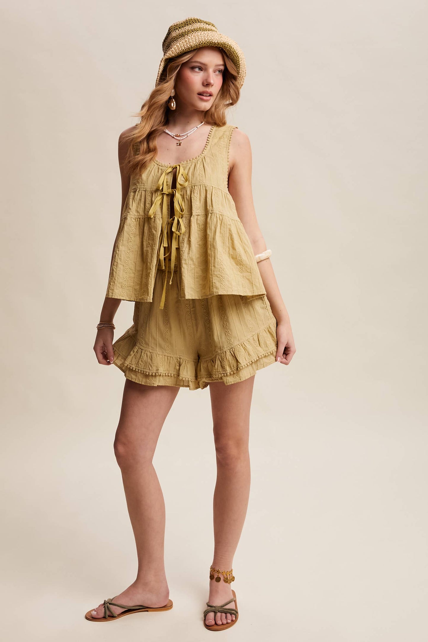 Embroidered Tiered Ruffle Set LSET173