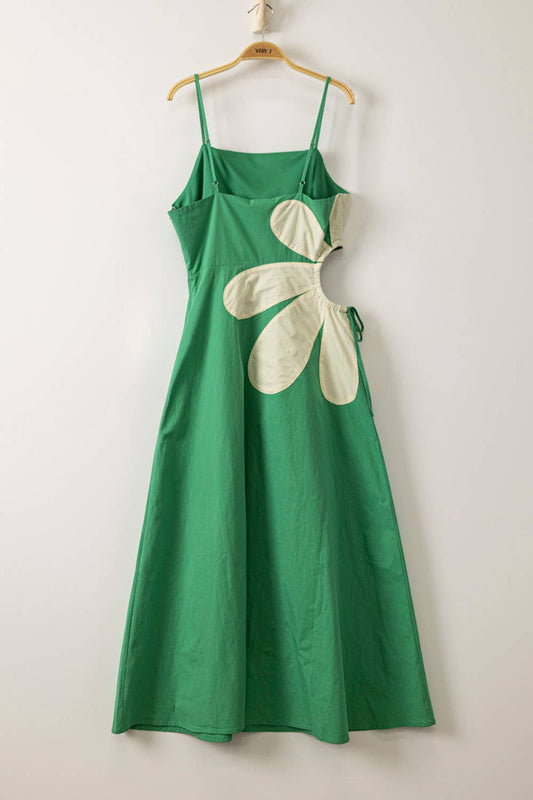 Side Cutout Floral Detail Resort Midi Dress