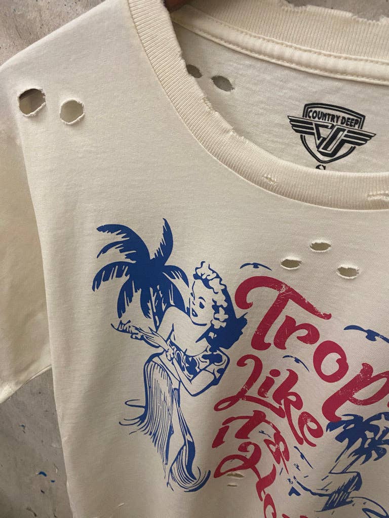 Tropic Like It's Hot distressed 80's vintage T shirt
