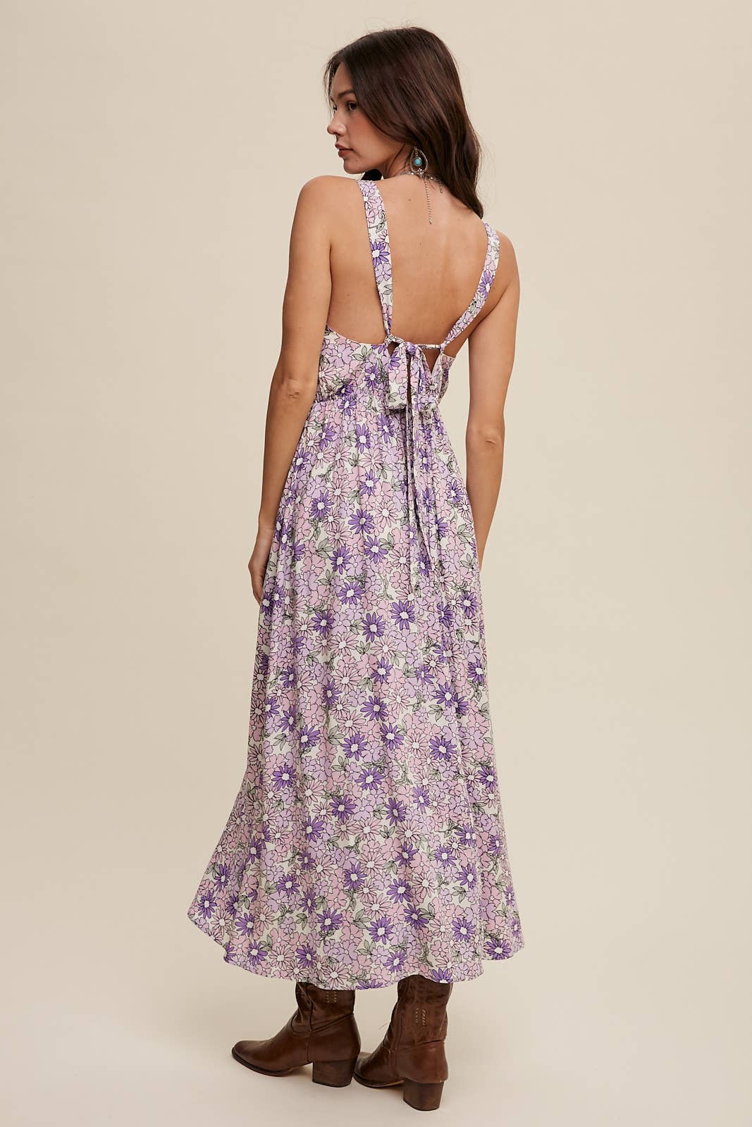 Floral Lace Trim Maxi Dress