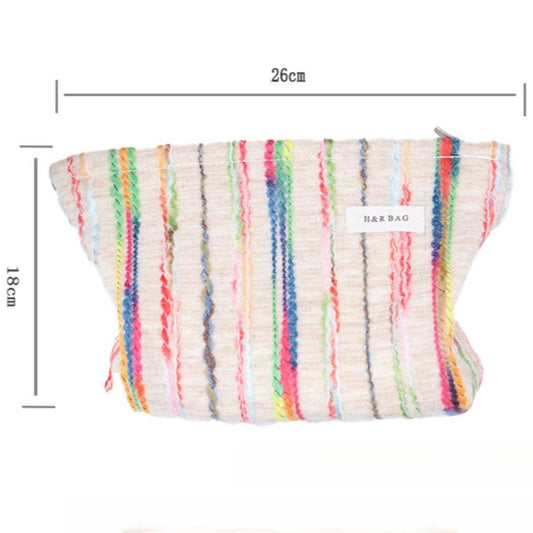 Cosbai - Beige Boho Crochet Makeup Pouch With Zipper