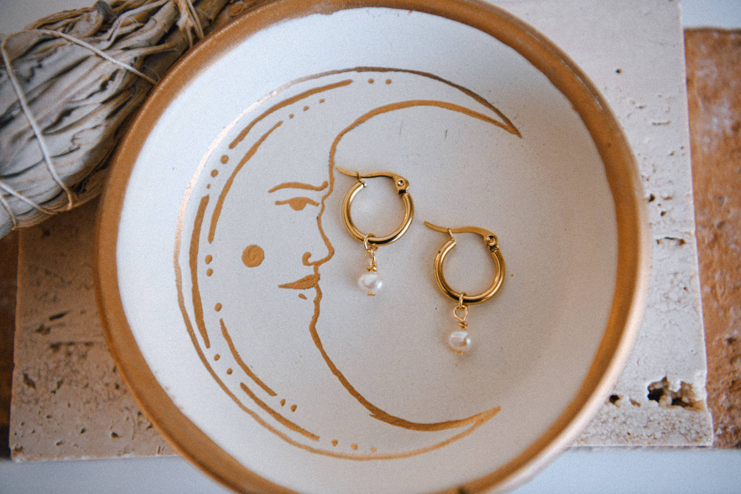 Stardust Glow Pearl Hoop Earrings