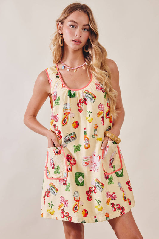 Printed Pocket Shift Dress LD1619