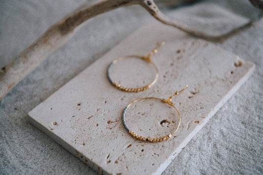 Seed Bead Half and Half Hoop Earring Mother's Day Gift