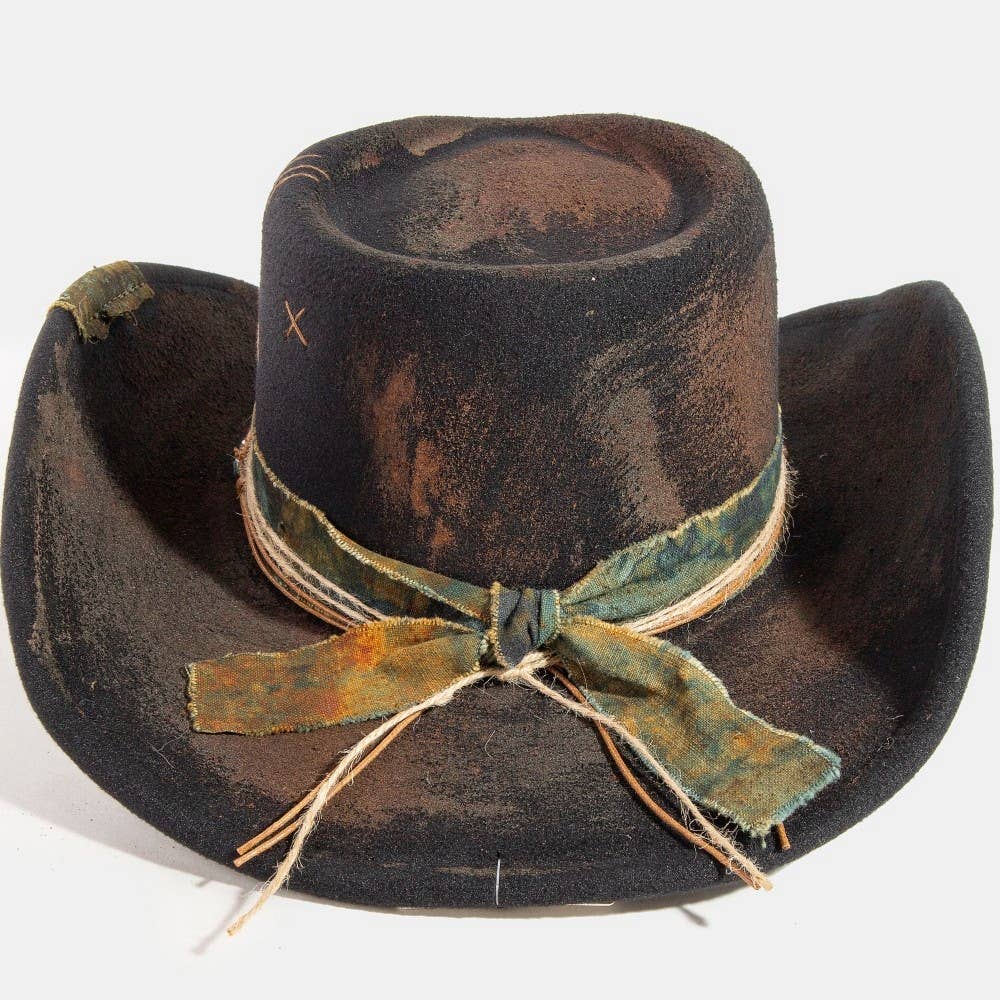 Rustic Beaded Strap Western Cowboy Hat