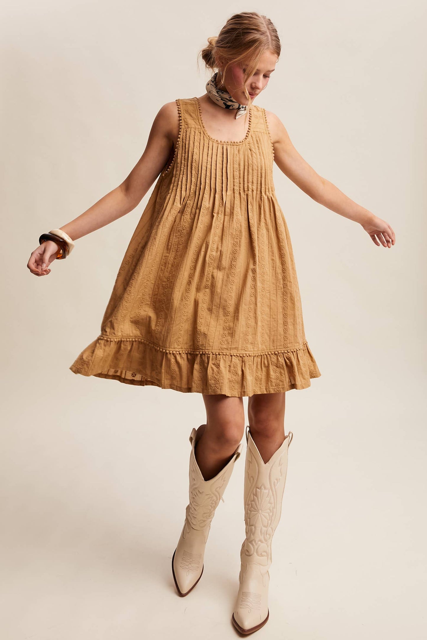 Textured Pintuck Mini Dress LD1599