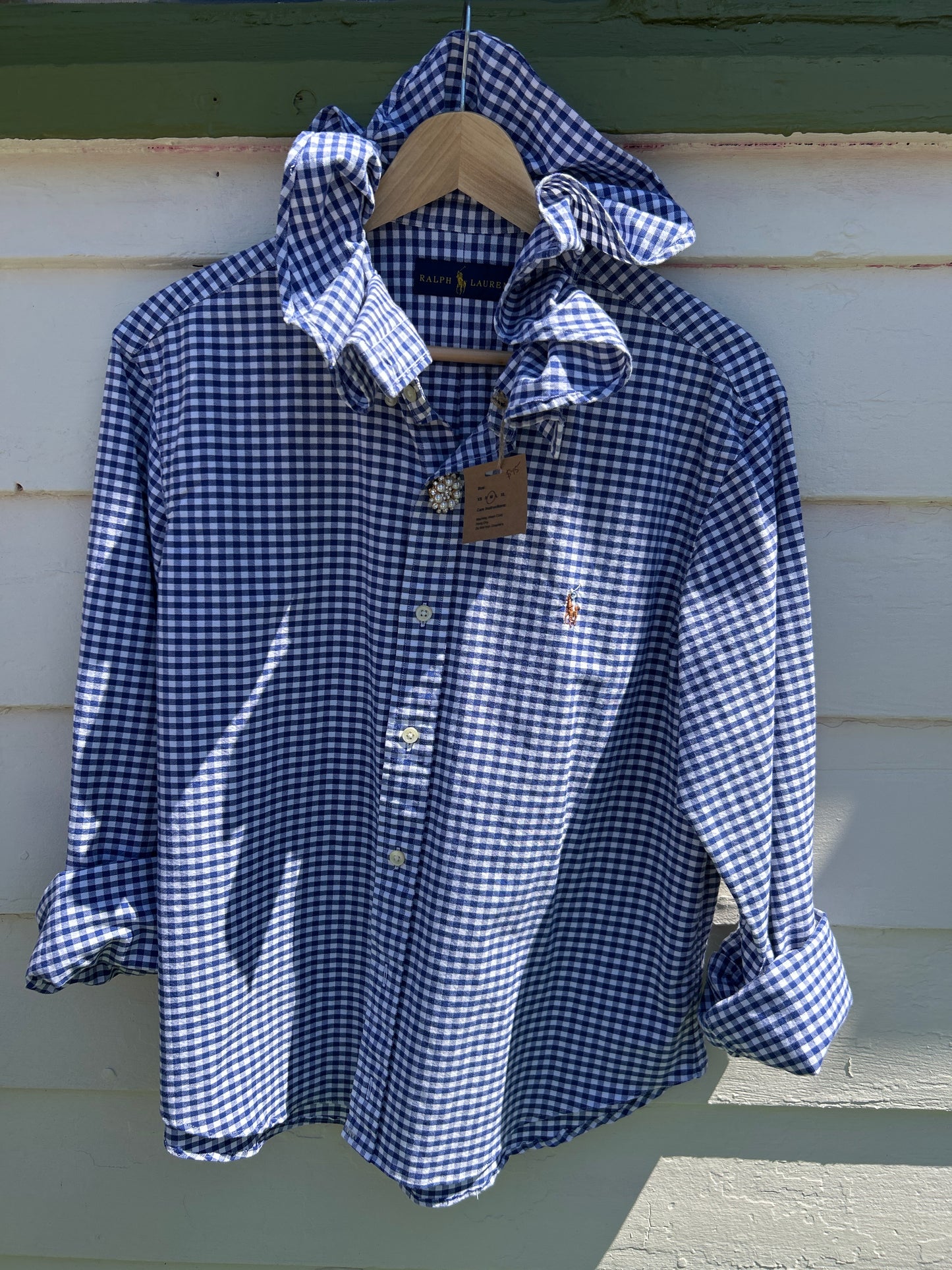 Navy Gingham Lauren Heritage Button-Down | Size M