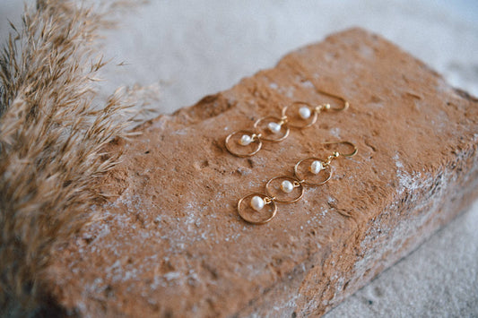 Private Label Triple Hoop Gemstone Drop Earrings