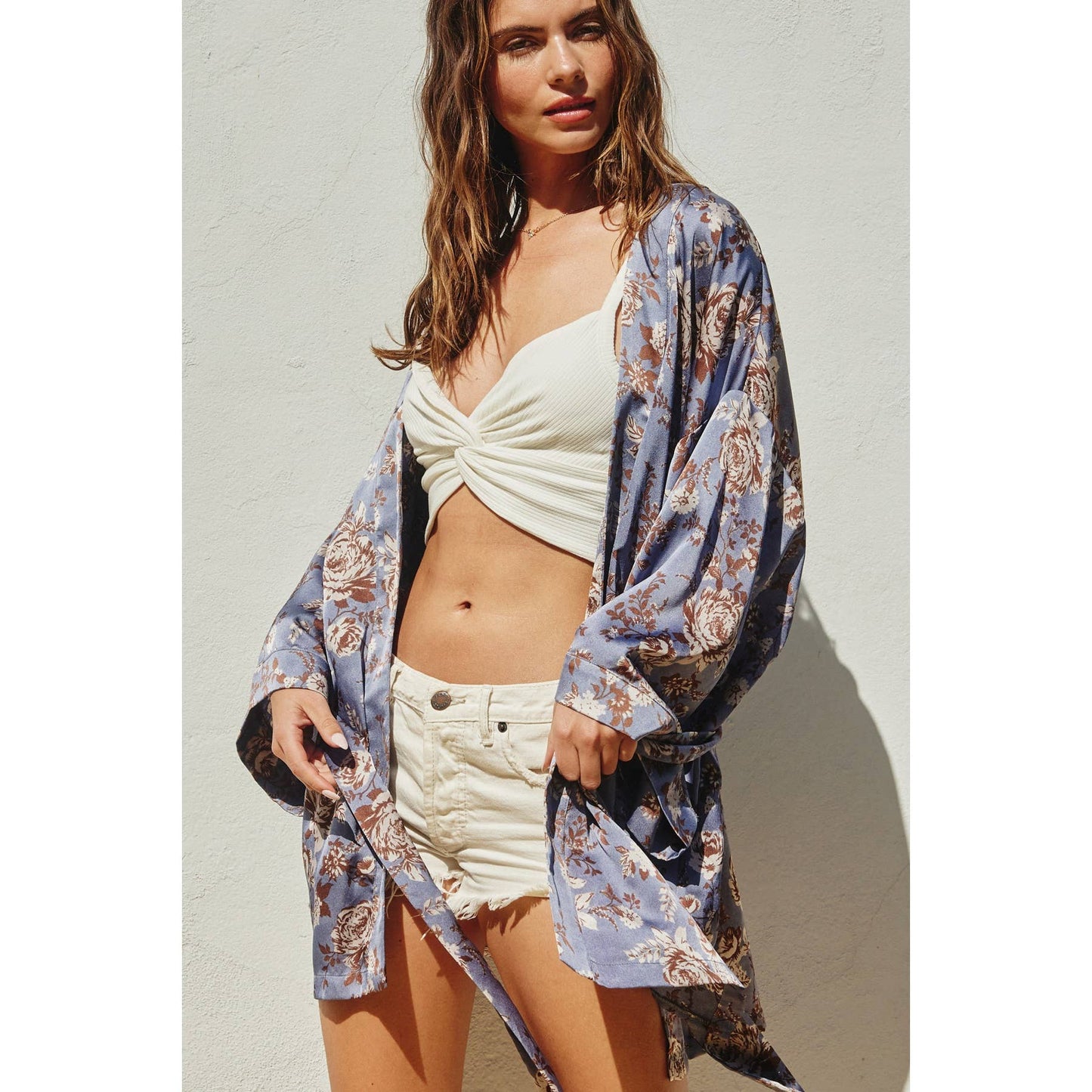 Vintage Rose Open Front Kimono