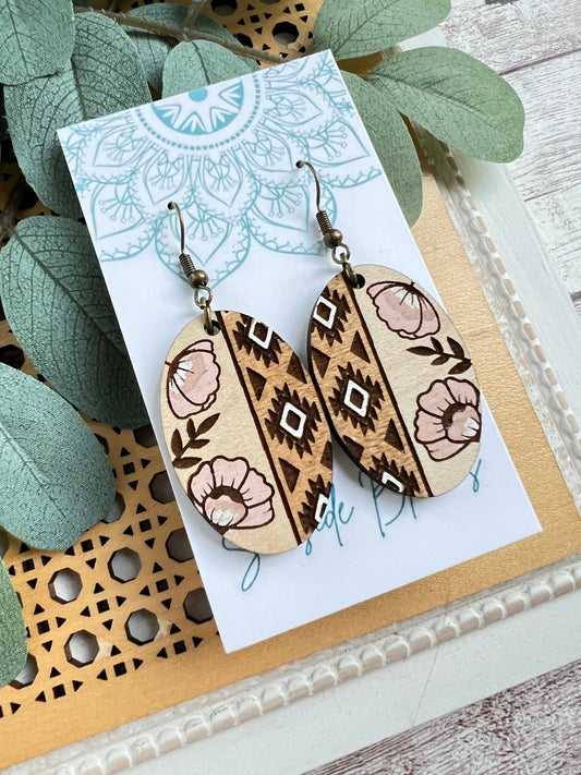 Flower Boho hand painted lightweight maple wood