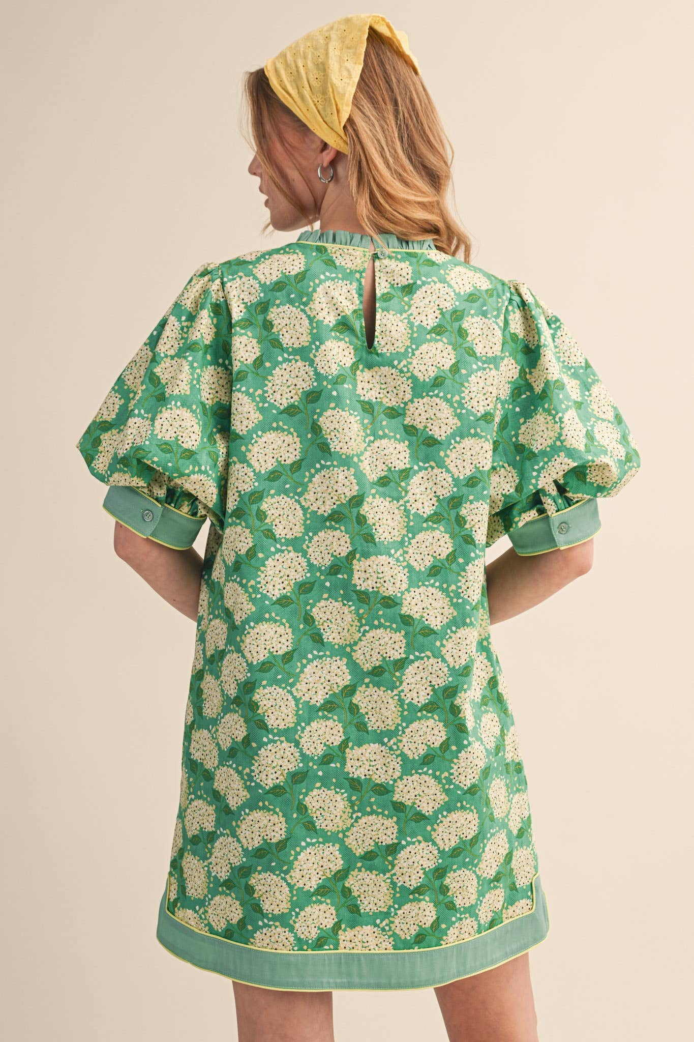 Floral Print Puff Sleeve A-Line Mine Dress