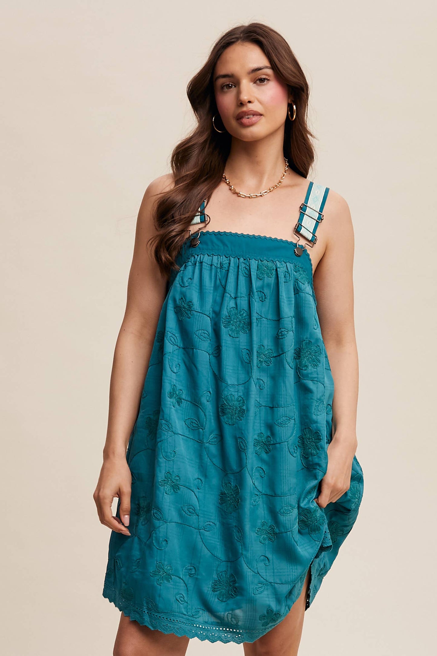 Romantic Embroidered Overall Dress