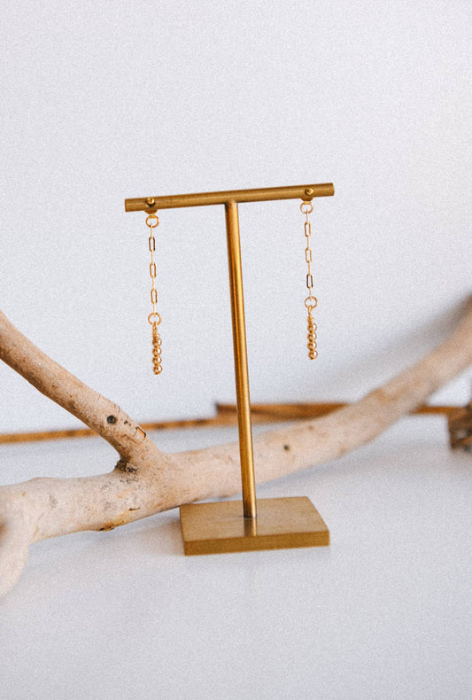 Sunlit Glow Gold Ball Front and Back Drop Earrings