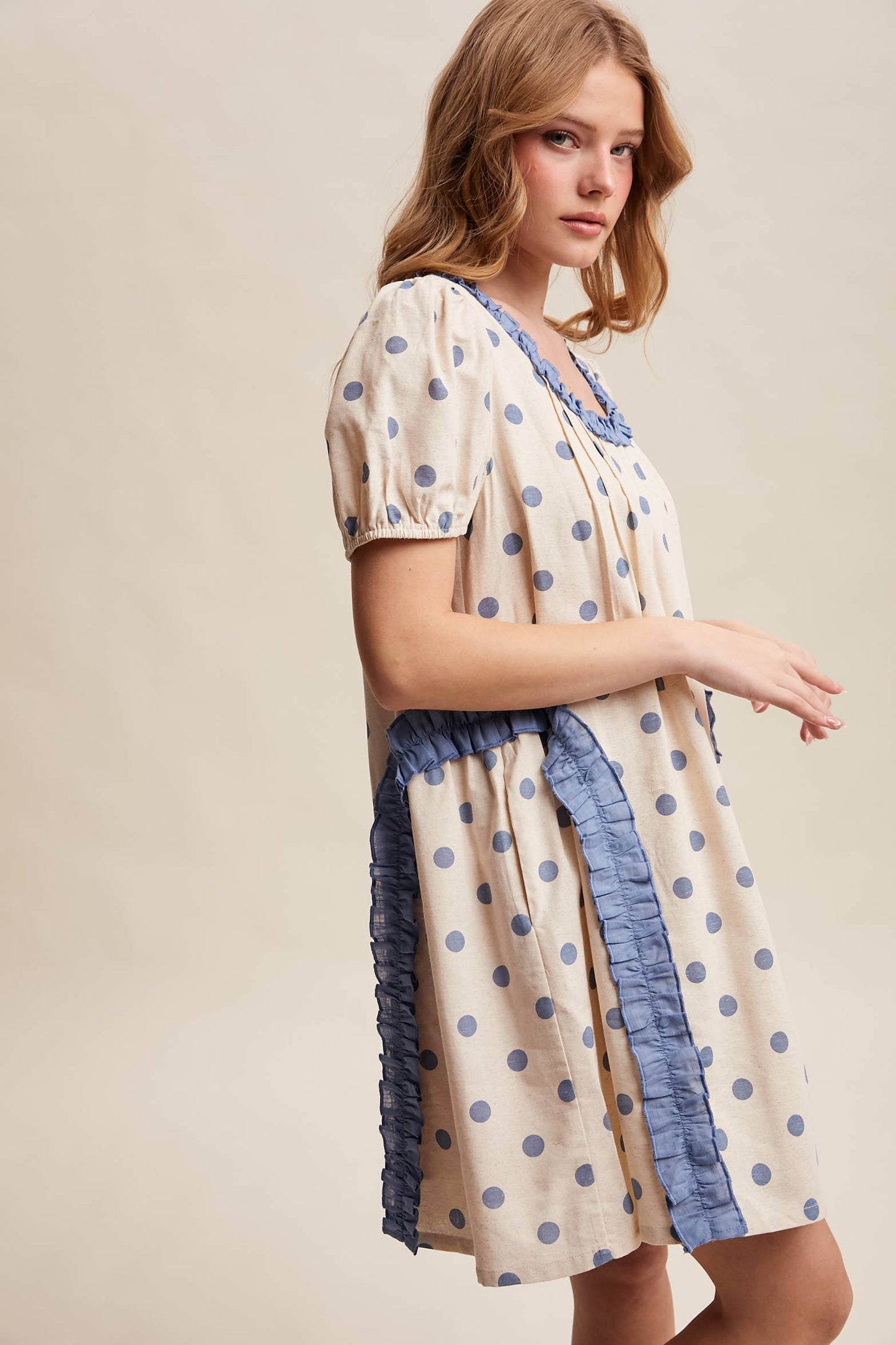 Polka Dot Ruffle Mini Dress LD1608