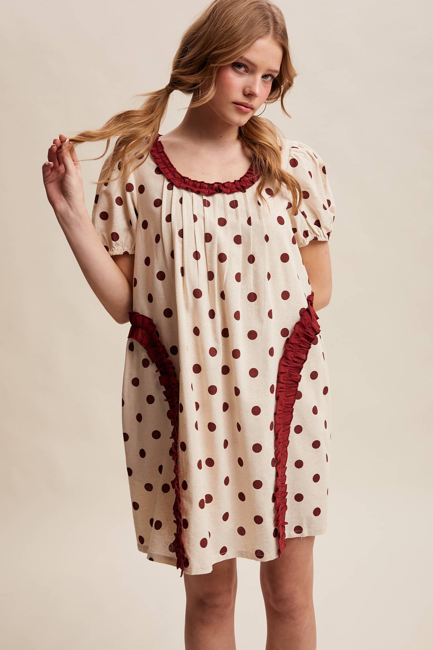 Polka Dot Ruffle Mini Dress LD1608