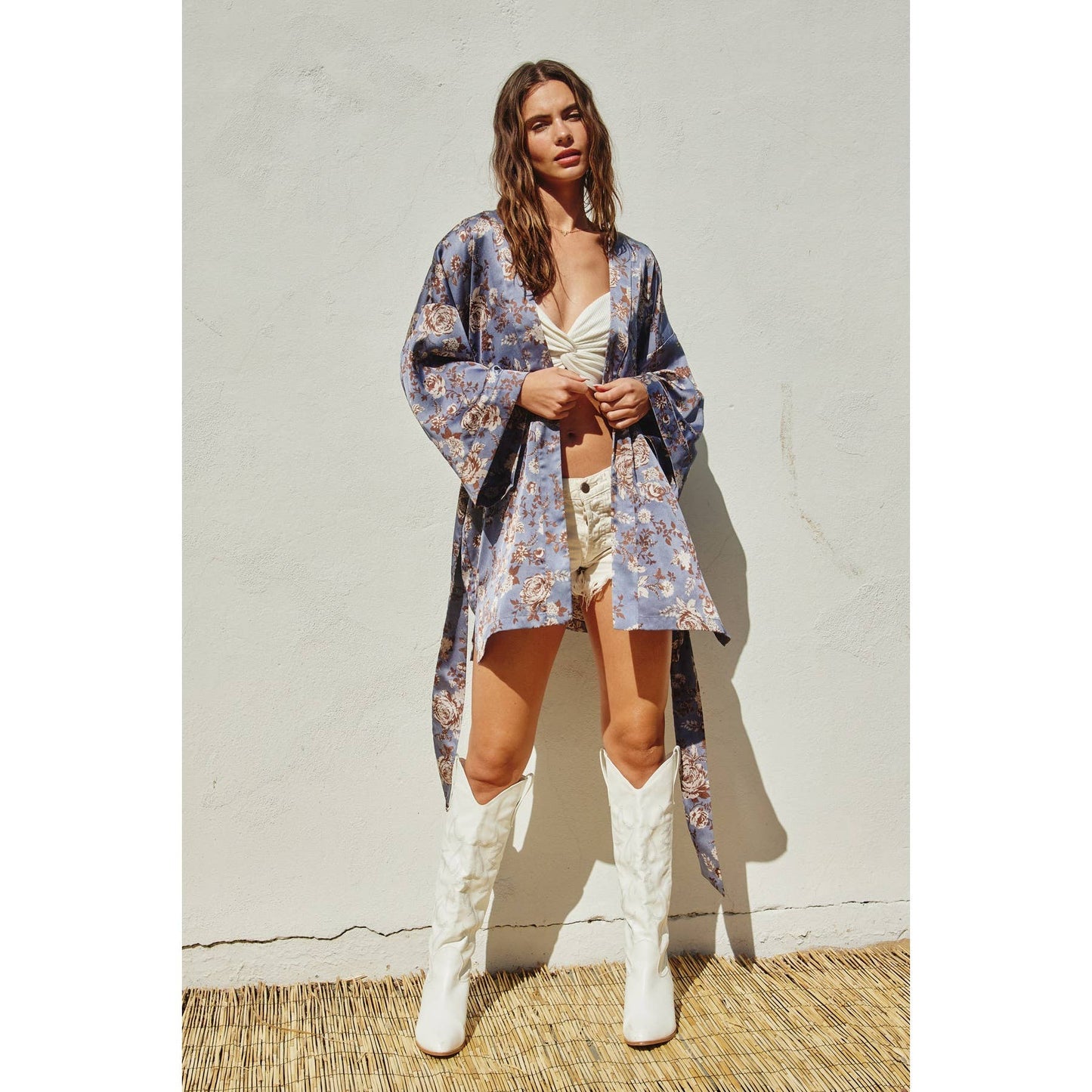 Vintage Rose Open Front Kimono