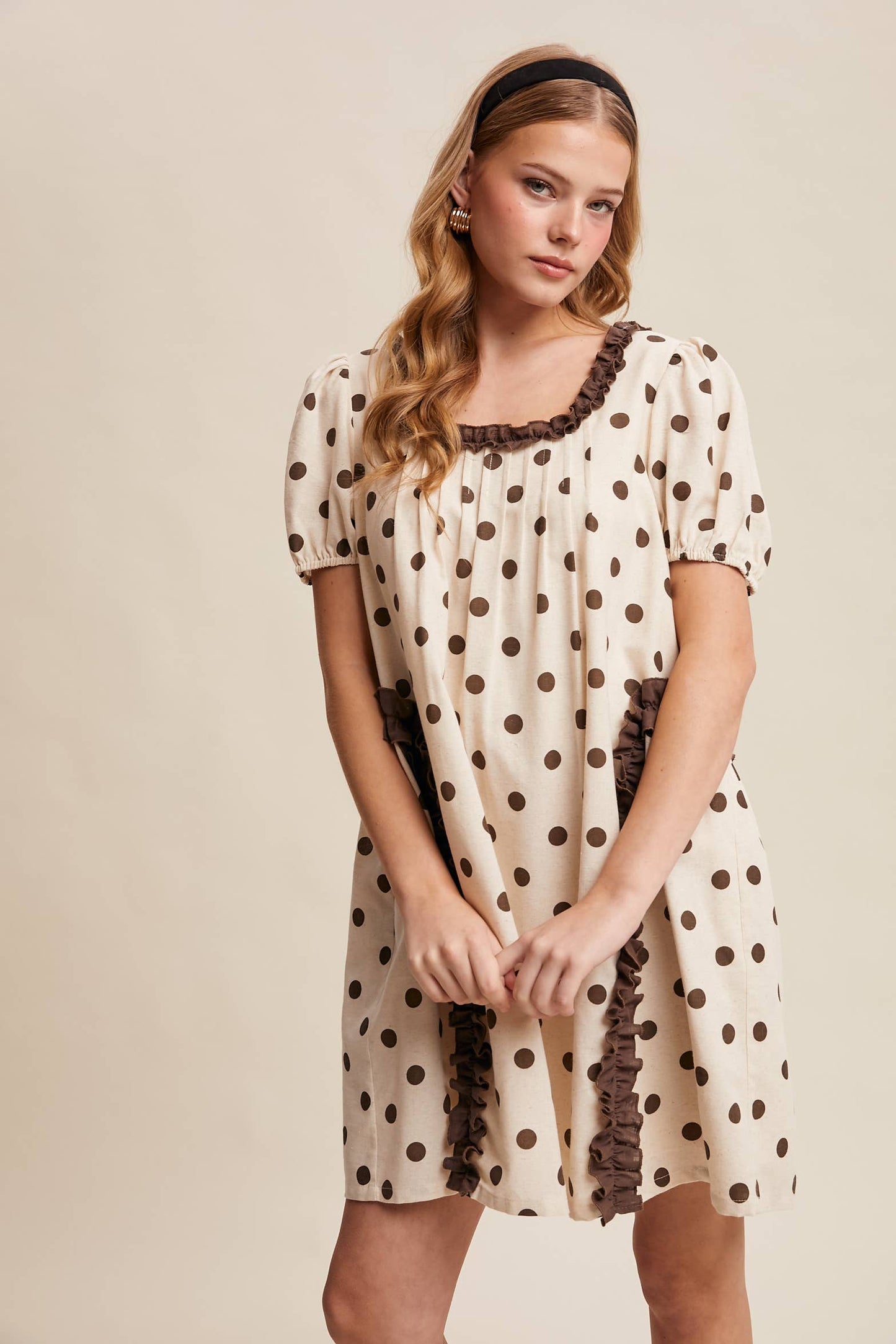 Polka Dot Ruffle Mini Dress LD1608