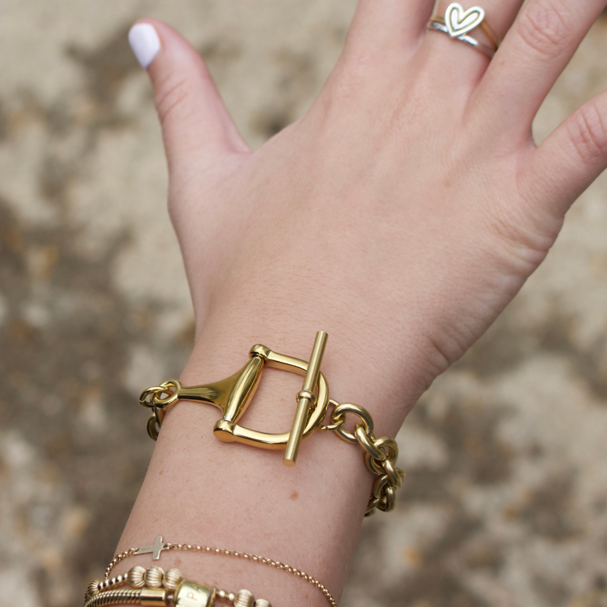 Equestrian Horse Bit Toggle Bracelet 18K Gold Non Tarnish Classic