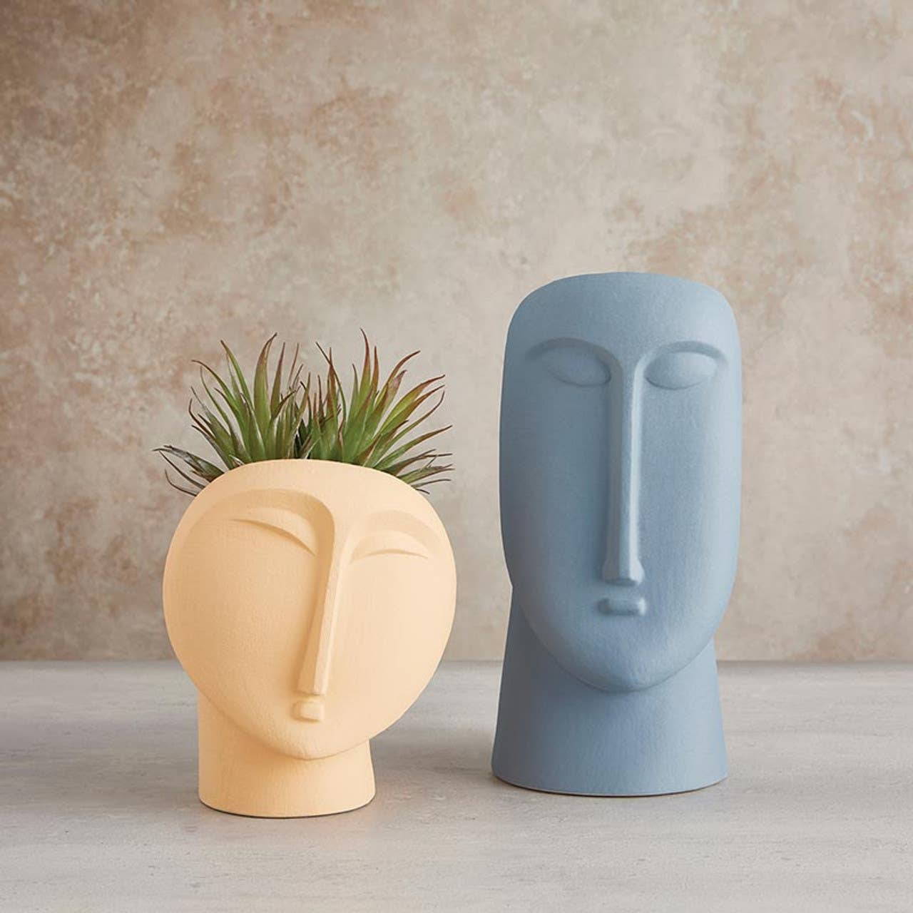 Orange Ceramic Face Pot