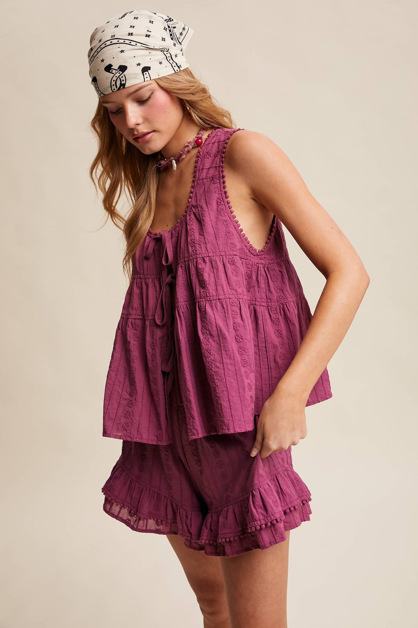 Embroidered Tiered Ruffle Set LSET173