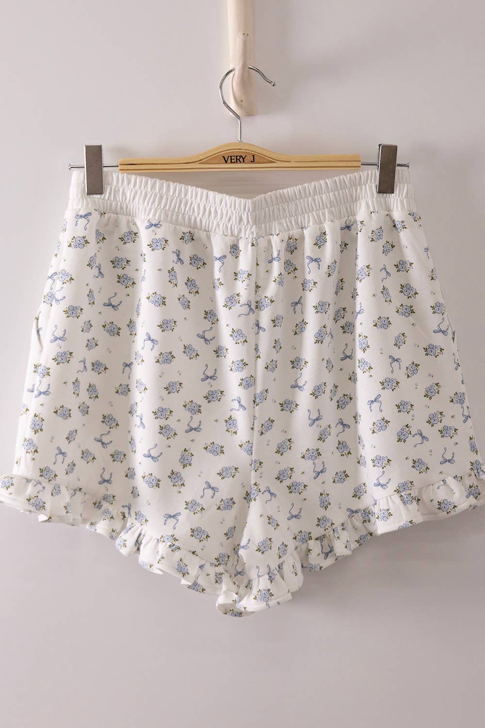 Floral Printed Knit Comfy Top & Shorts Set