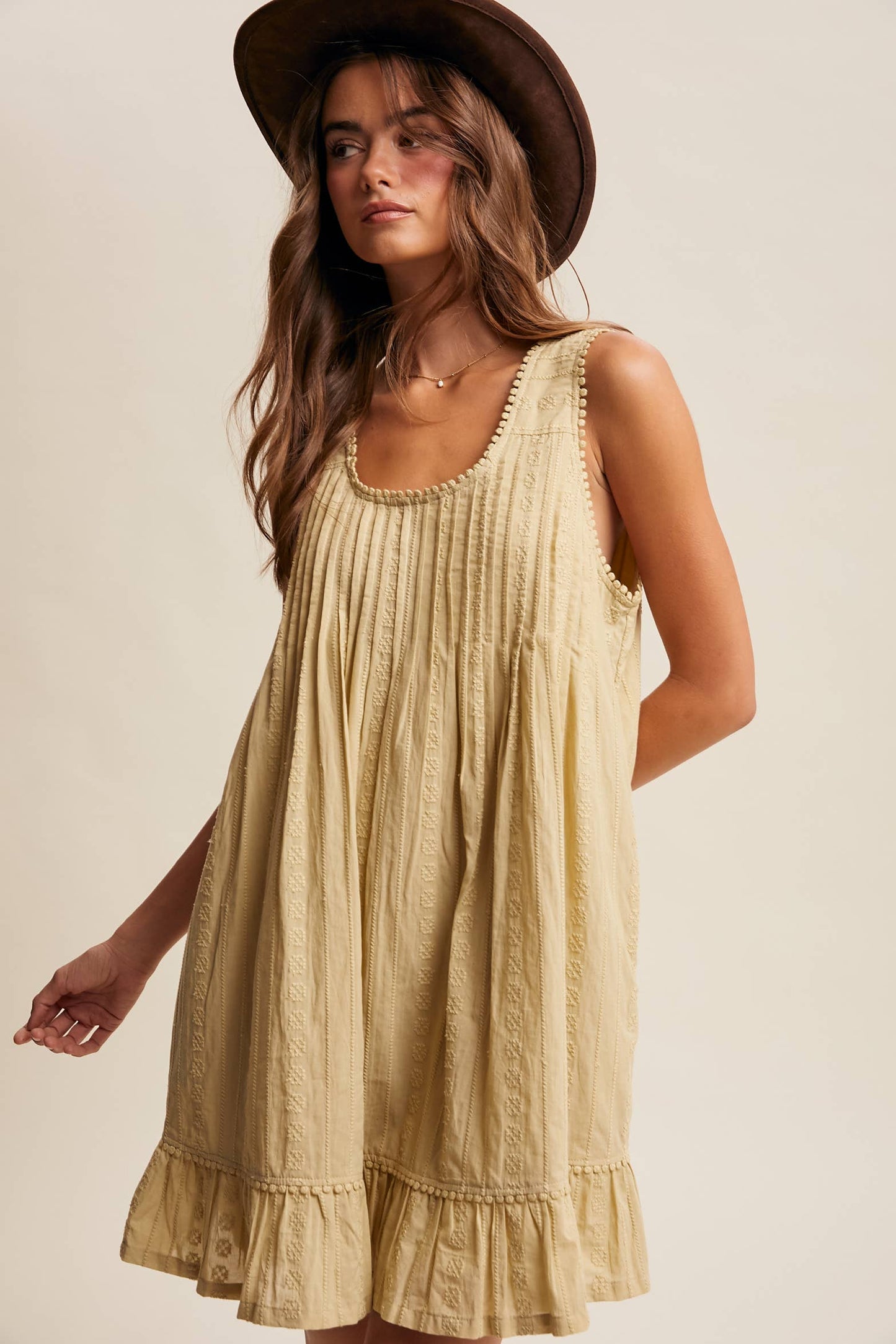 Textured Pintuck Mini Dress LD1599