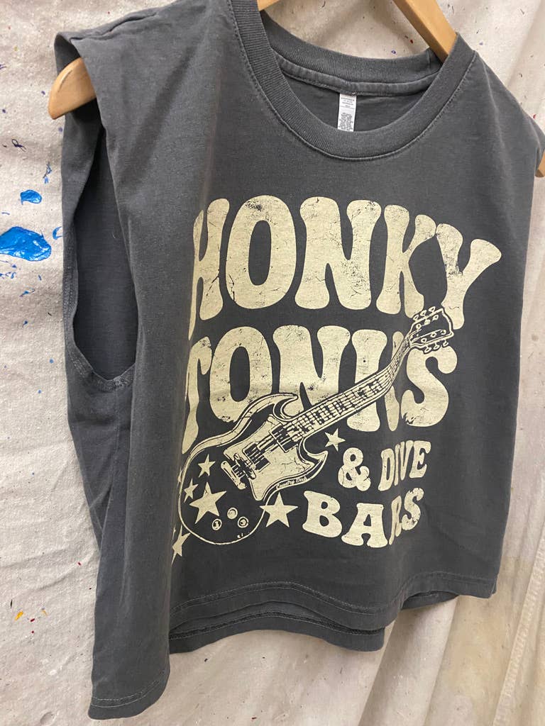 Honky Tonks & Dive Bars Boxy Midriff Muscle top