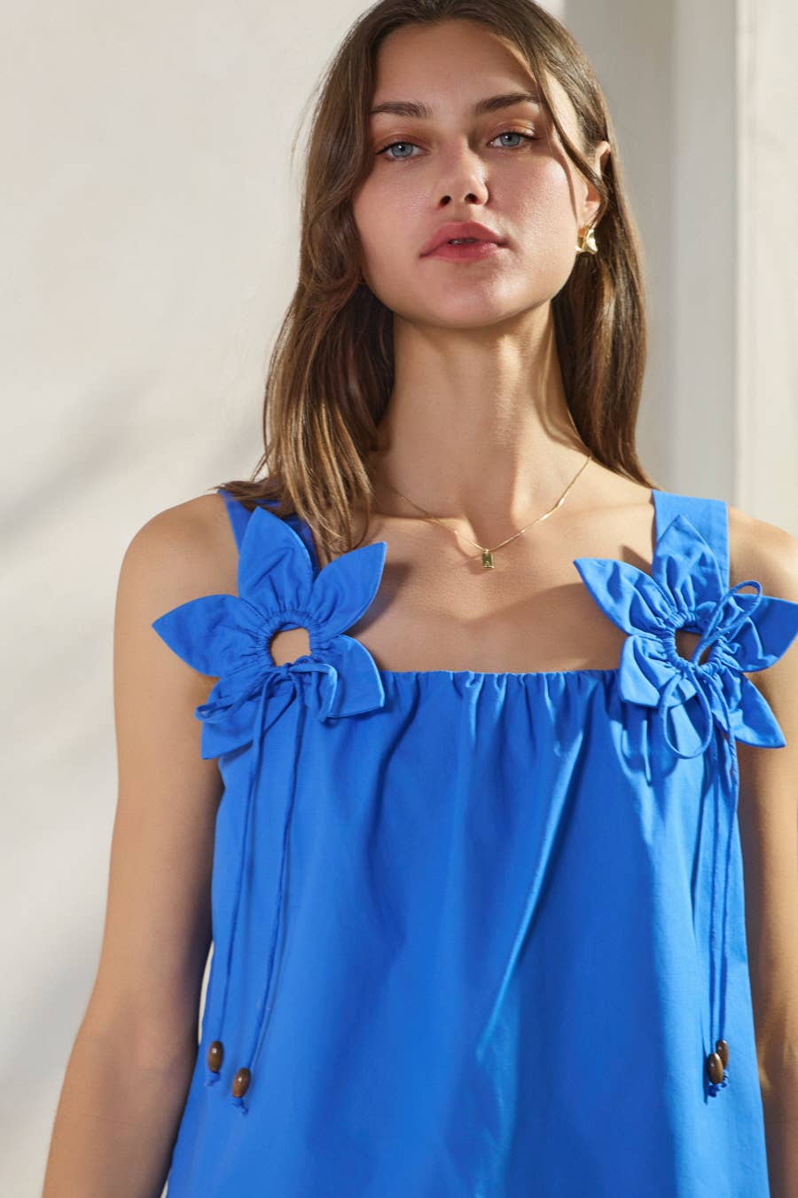 Solid Poplin Sleeveless Top