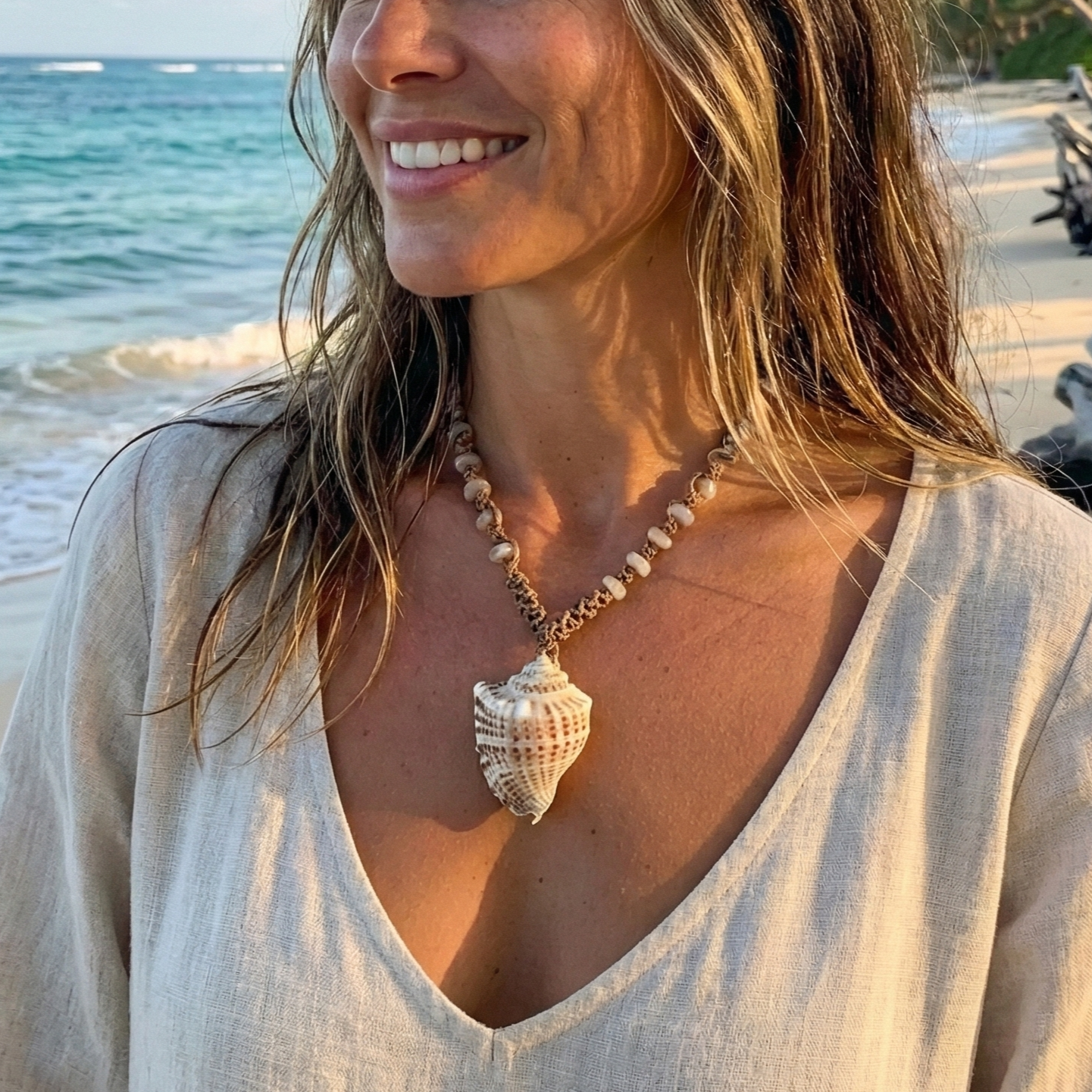 Chunky Beaded Shell Necklace | Handmade Statement Jewelry