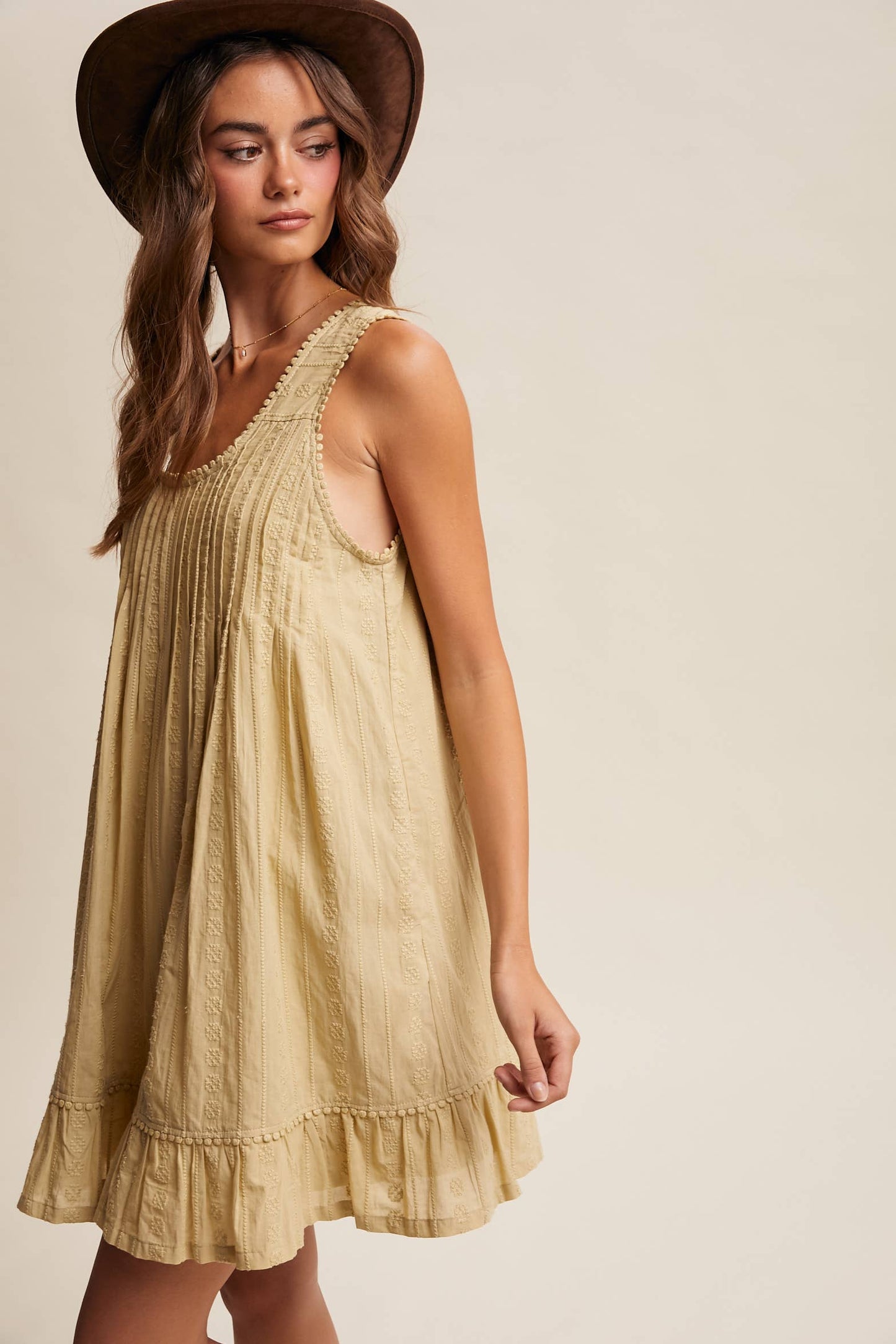 Textured Pintuck Mini Dress LD1599