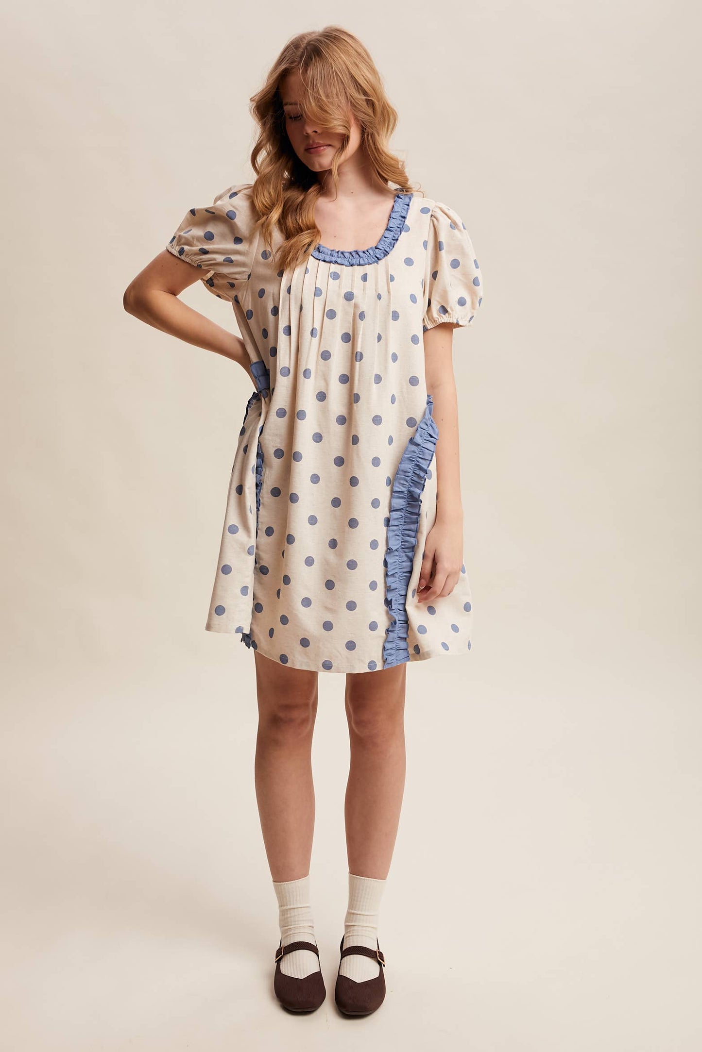 Polka Dot Ruffle Mini Dress LD1608