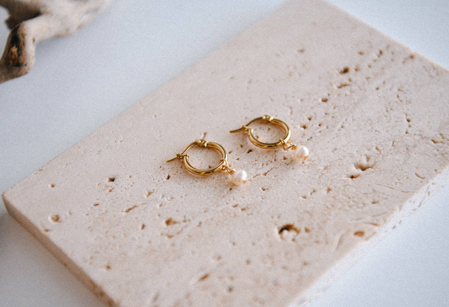 Stardust Glow Pearl Hoop Earrings
