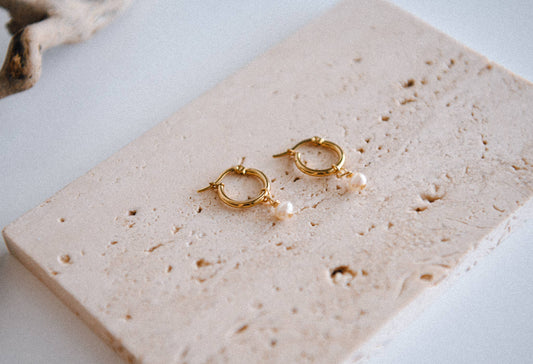 Stardust Glow Pearl Hoop Earrings