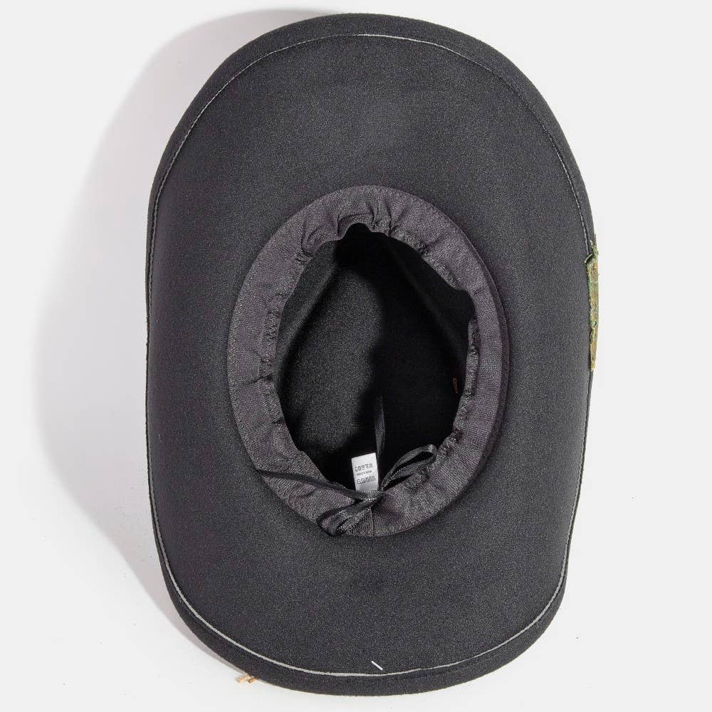 Rustic Beaded Strap Western Cowboy Hat