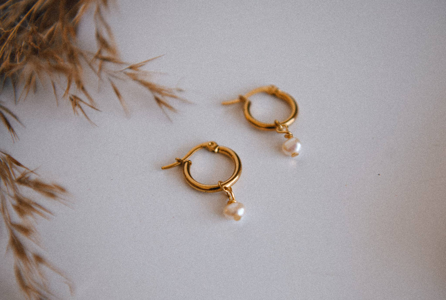 Stardust Glow Pearl Hoop Earrings