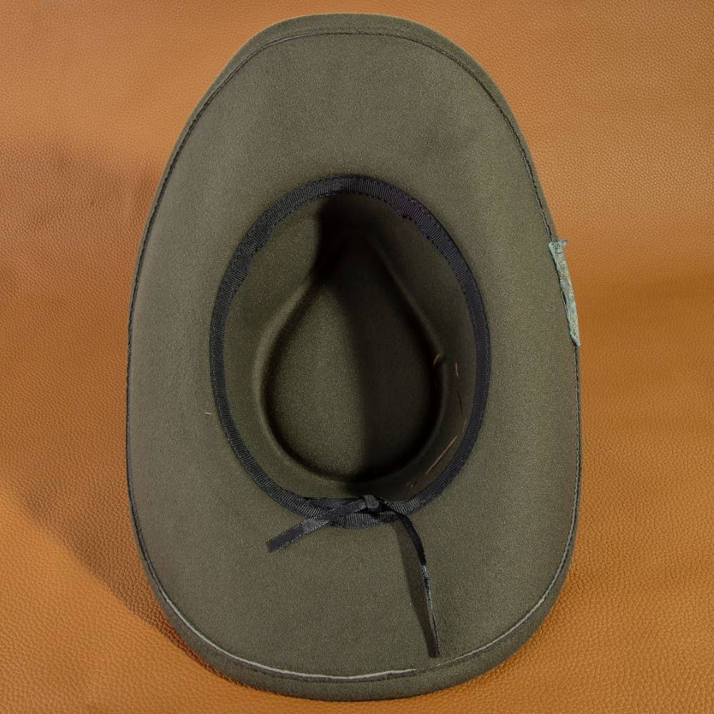 Fabric Beaded Distressed Western Cowboy Hat