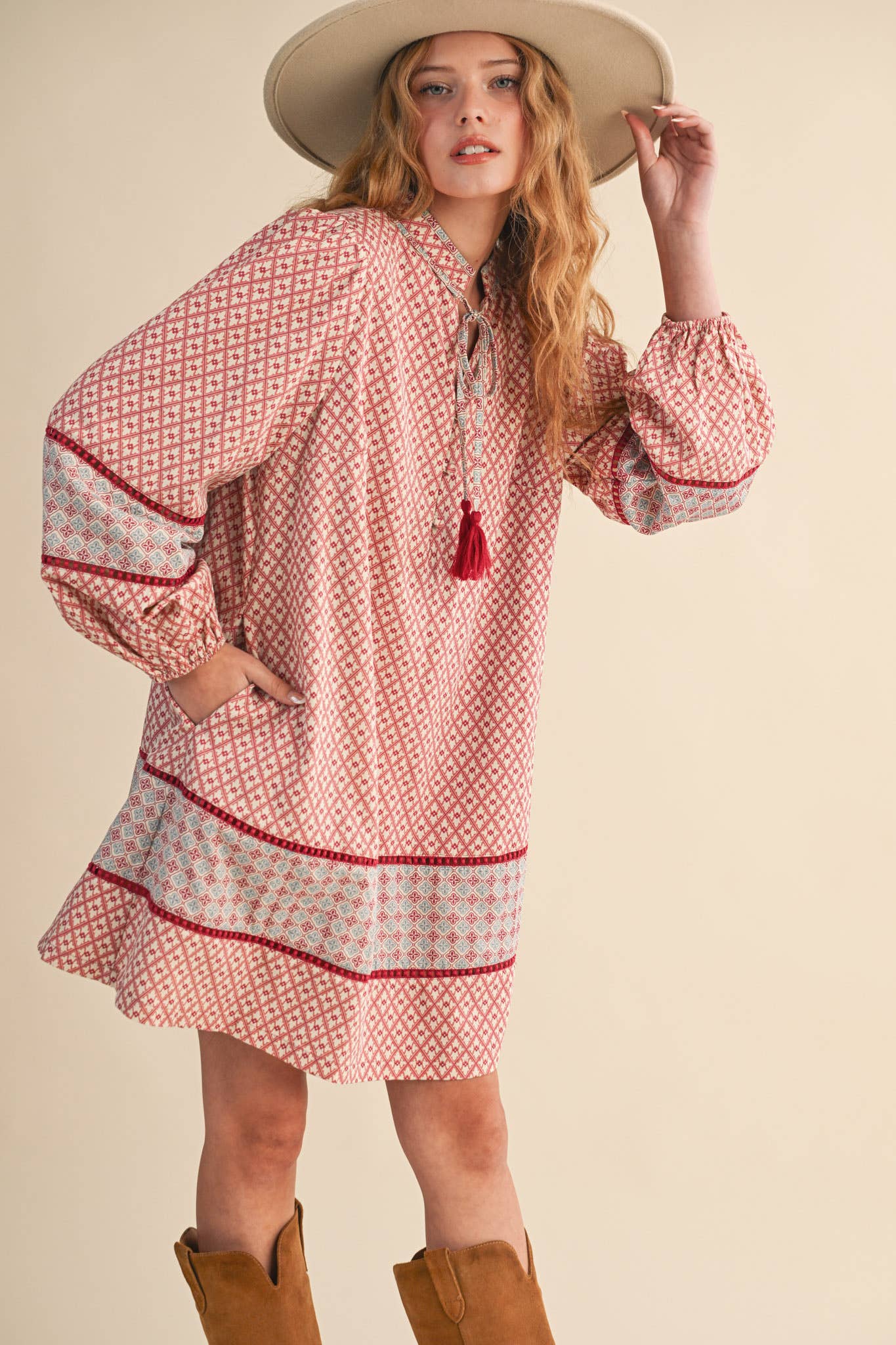 MIXED PRINT MINI SHIFT DRESS