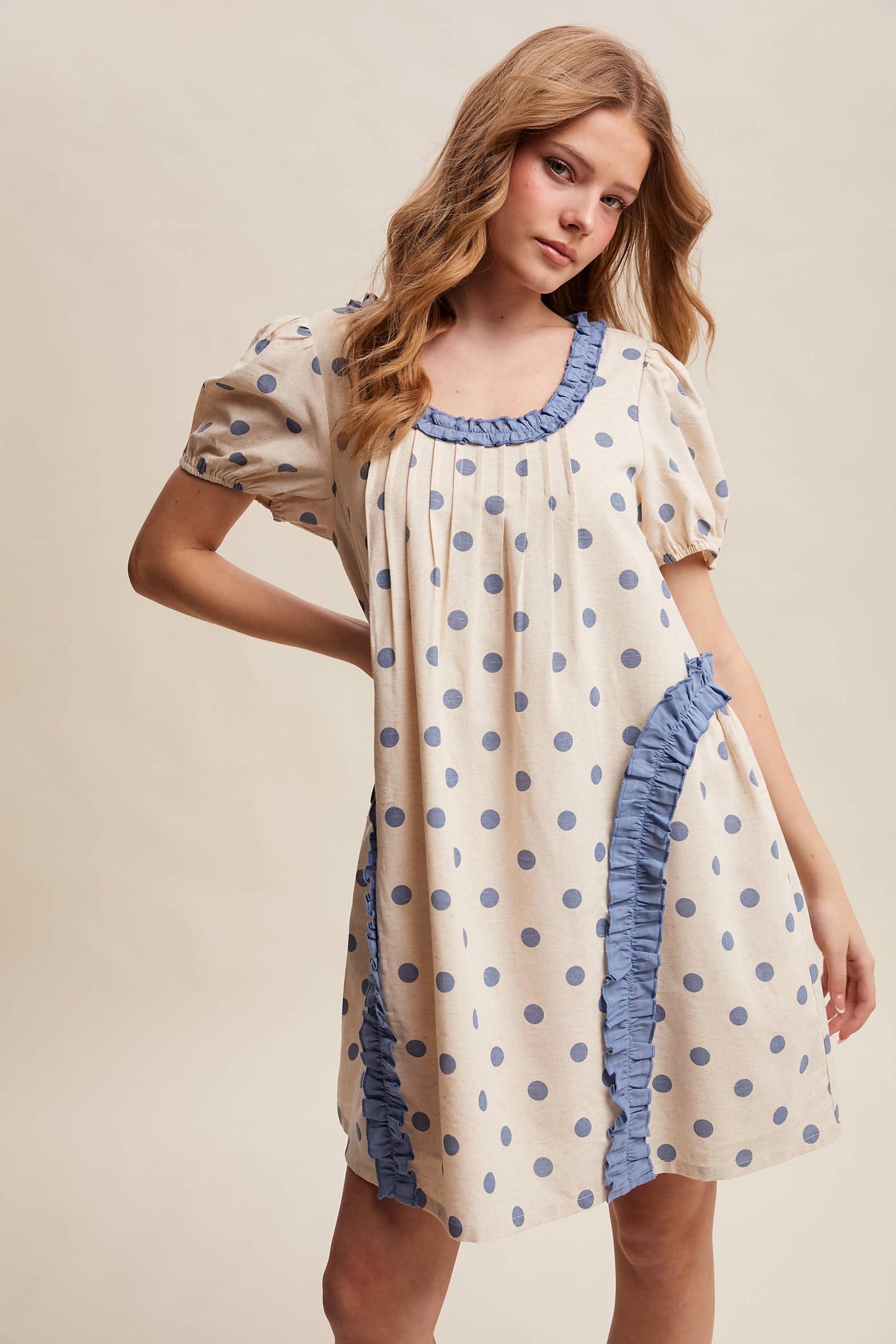 Polka Dot Ruffle Mini Dress LD1608