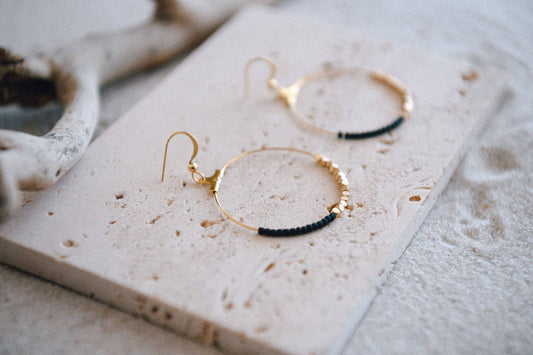Seed Bead Half and Half Hoop Earring Mother's Day Gift