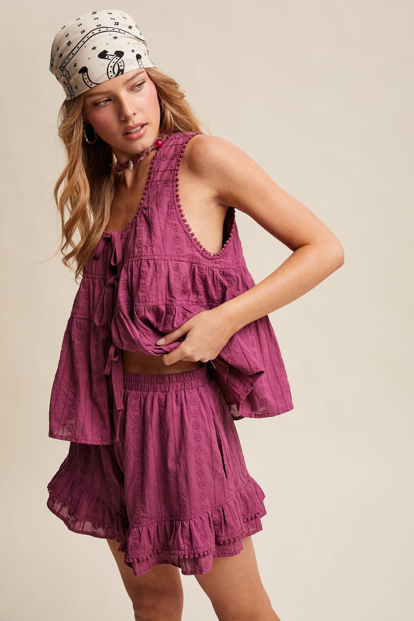 Embroidered Tiered Ruffle Set LSET173