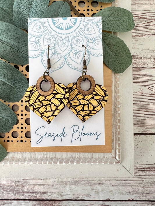 Shark Hand painted lightweight maple wood hoop earrings  