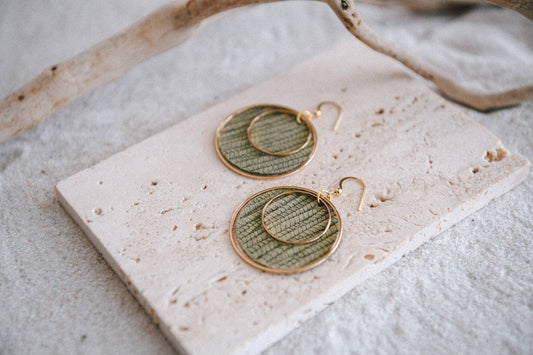Private Label Boho Chic Leather & Gold Plated Hoop Earrings