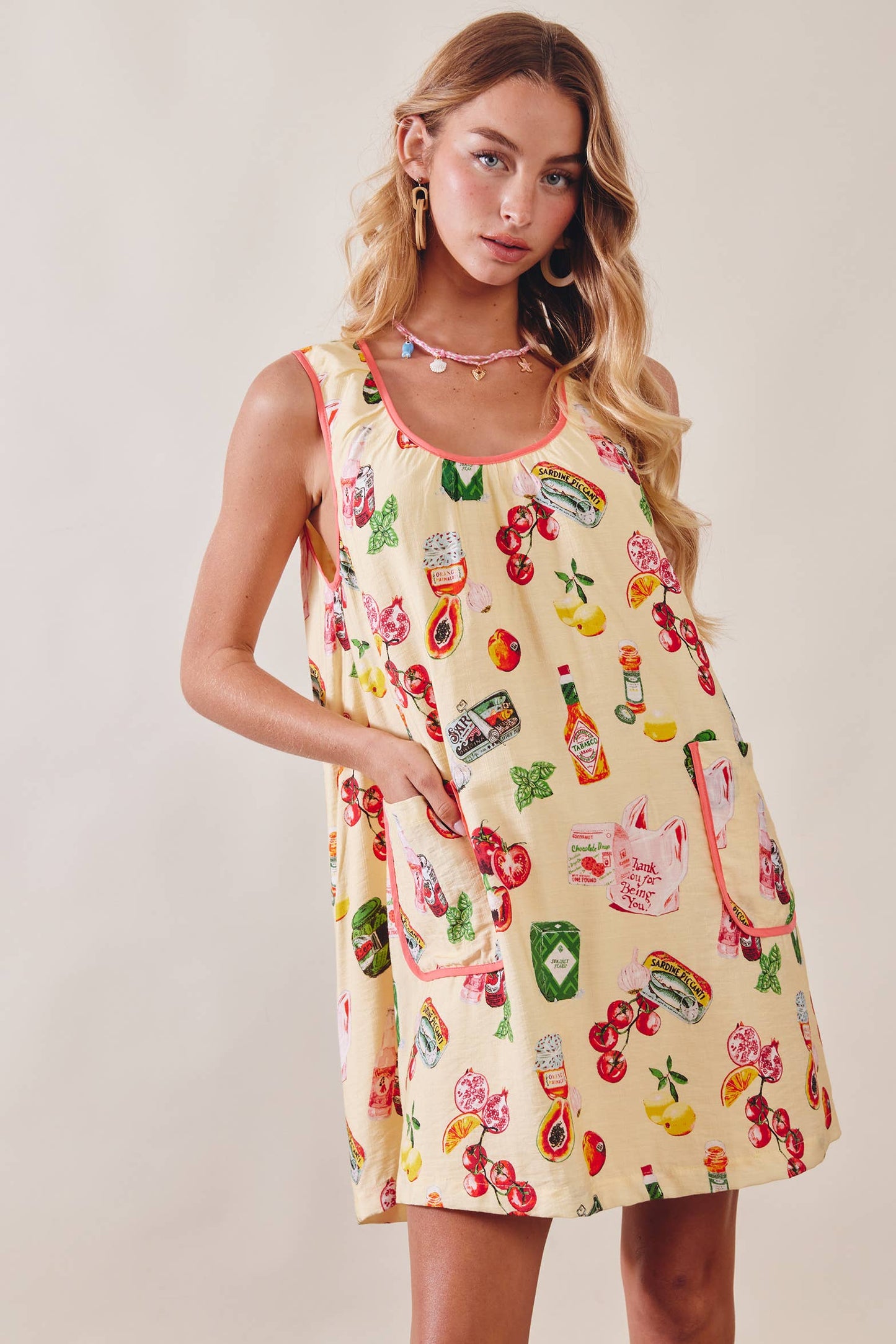 Printed Pocket Shift Dress LD1619