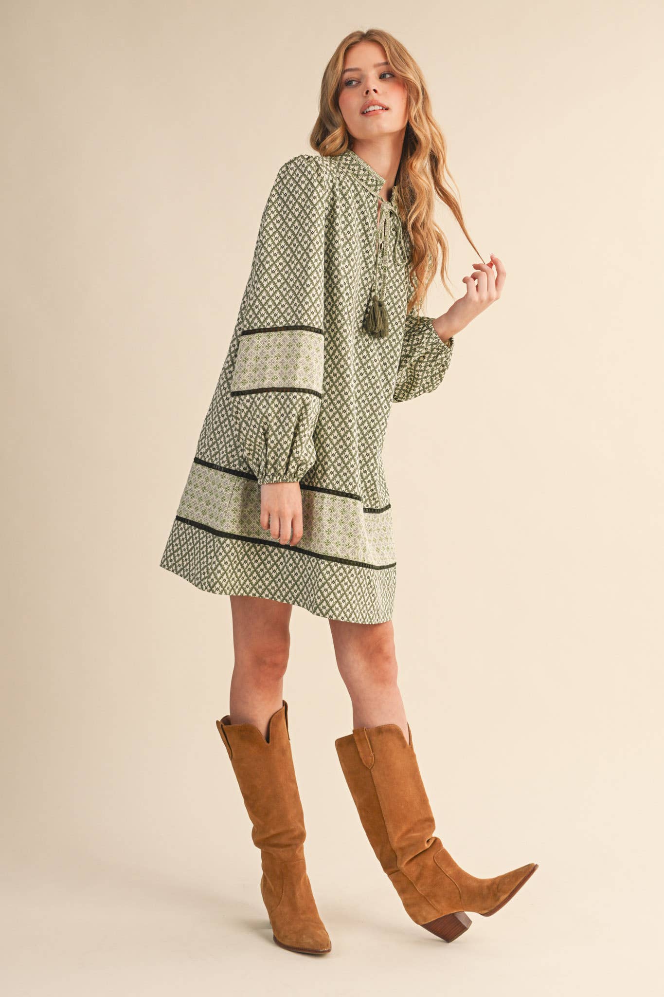 MIXED PRINT MINI SHIFT DRESS