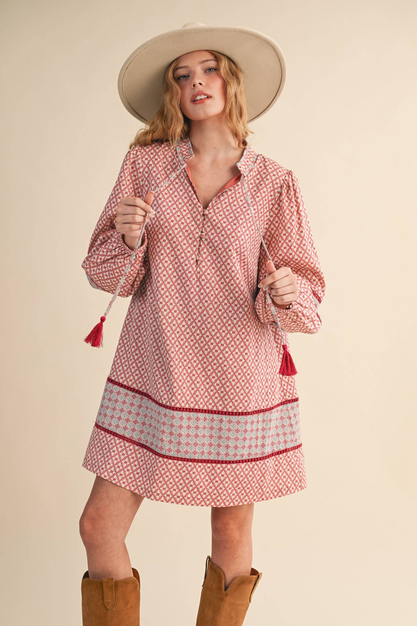 MIXED PRINT MINI SHIFT DRESS