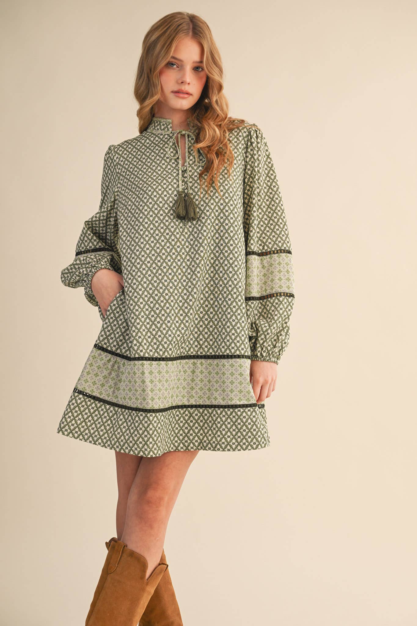 MIXED PRINT MINI SHIFT DRESS