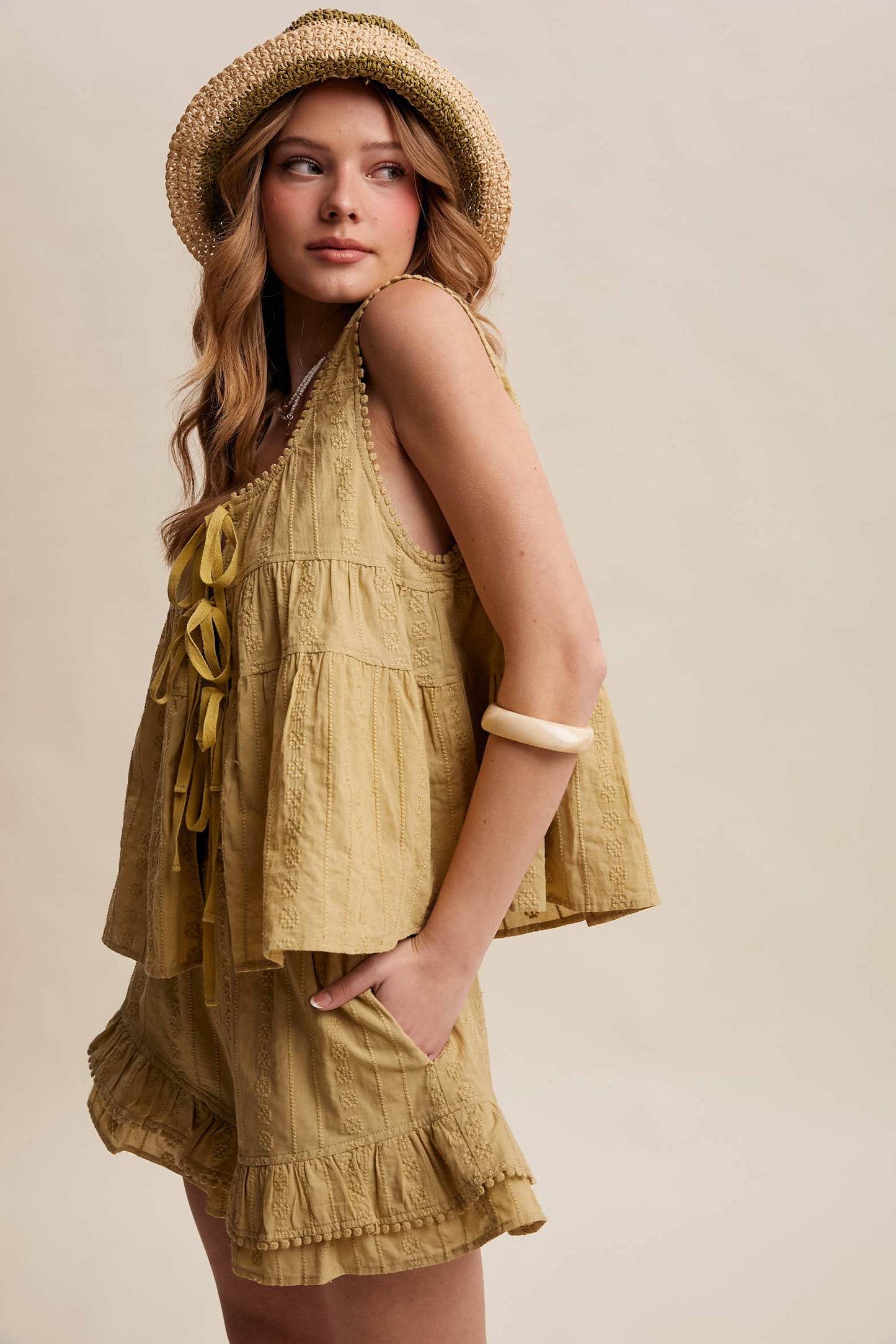 Embroidered Tiered Ruffle Set LSET173