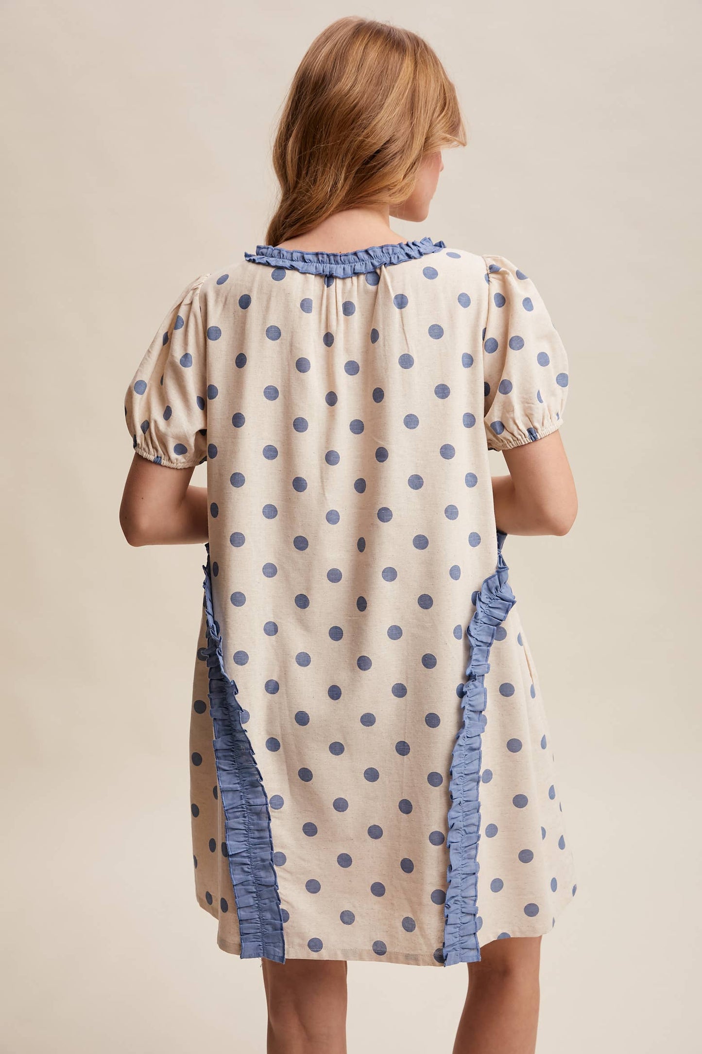 Polka Dot Ruffle Mini Dress LD1608