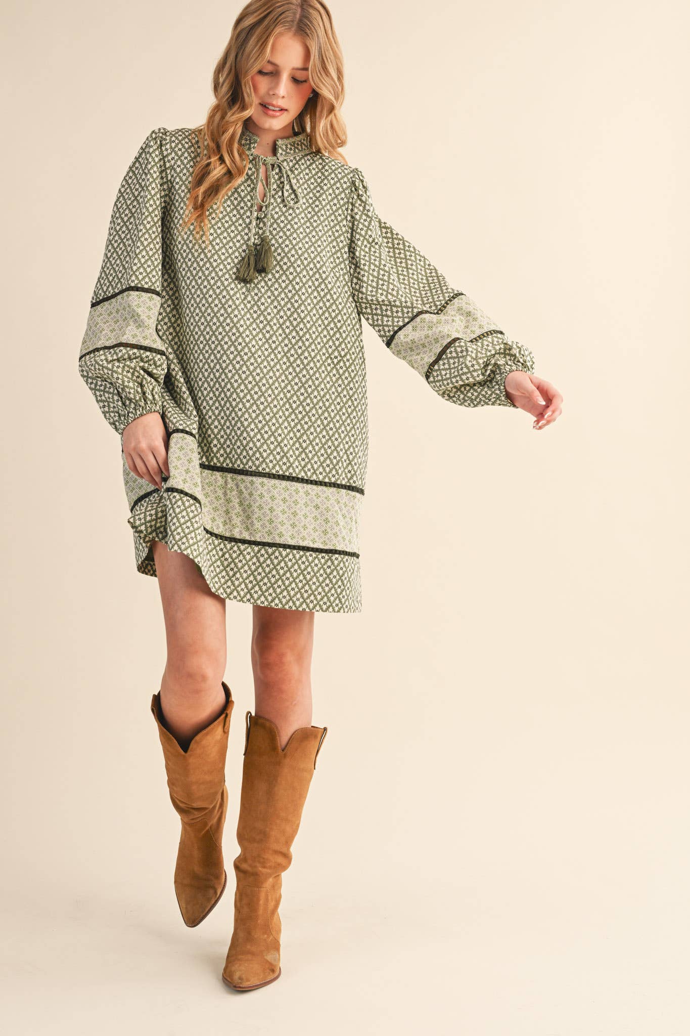 MIXED PRINT MINI SHIFT DRESS